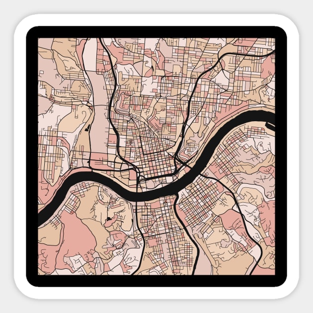 Cincinnati Map Pattern in Soft Pink Pastels Sticker by PatternMaps